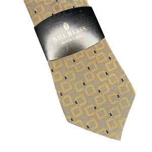 NWT [Bill Blass] 100% Silk Men’s Tie Vintage Brown Gold